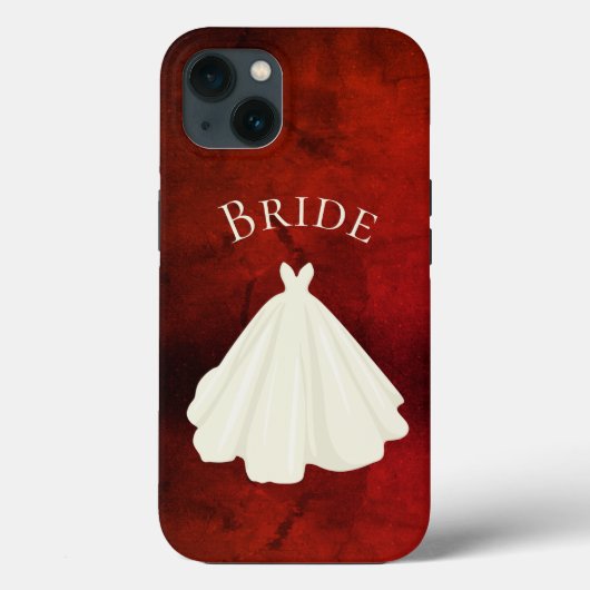 Elegante Red White Bride Gown Typografy Wedding Case-Mate iPhone Hülle (Rückseite)