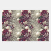 Elegante Red & White Feather Christmas Beaded Geschenkpapier Set (Vorderseite)