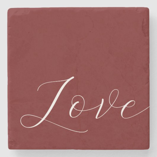 Elegante Red White Liebe Steinuntersetzer (Vorderseite)