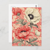 Elegante Red White Poppies Postkarte (Vorne/Hinten)