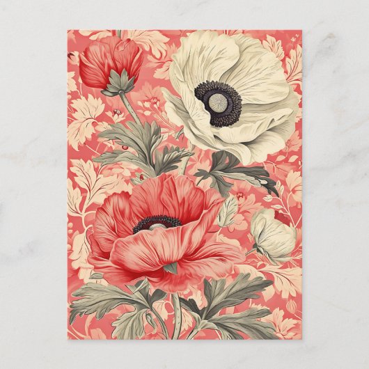Elegante Red White Poppies Postkarte (Vorderseite)