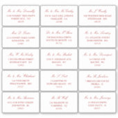 Elegante Red & White Wedding individuelle Adresse Aufkleber (Vorderseite)