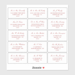 Elegante Red & White Wedding individuelle Adresse Aufkleber