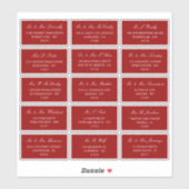 Elegante Red & White Wedding individuelle Adresse Aufkleber (Blatt)