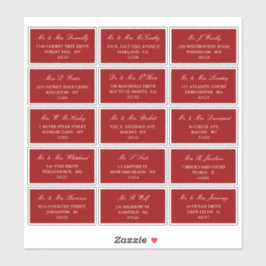 Elegante Red & White Wedding individuelle Adresse Aufkleber