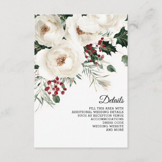 Elegante Red White Winter Christmas Begleitkarte (Vorderseite)