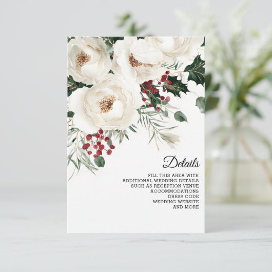 Elegante Red White Winter Christmas Begleitkarte (Stehend Vorderseite)