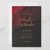 Elegante Red Wine Imitats Goldene Foil Script Hoch Einladung (Vorderseite)