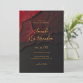 Elegante Red Wine Imitats Goldene Foil Script Hoch Einladung (Stehend Vorderseite)