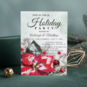 Elegante Red Winter Poinsettia Floral Holiday Part Einladung