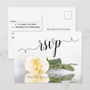 Elegante reflektierende buttergelbe Rosen-Hochzeit Postkarte