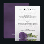 Elegante Reflektion der Lila Rose von Amethyst Hoc Menükarte<br><div class="desc">Dieses wunderschöne Hochzeitsmenü besticht durch ein schlichtes,  aber elegantes Design mit einem Schriftstil und einem Single,  der sich in einem Wasserbecken befindet und eine amethystische,  lila Rose darstellt.</div>