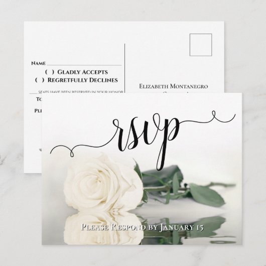 Elegante Reflektion der weißen Elfenbein-Rose Hoch Postkarte (Vorne/Hinten)