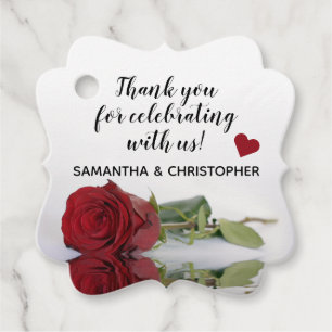 Elegante Reflektion Rote Rose Hochzeit Vielen Dank Geschenkanhänger