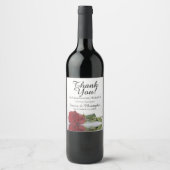 Elegante Reflektion Rote Rose Hochzeit Vielen Dank Weinetikett (Vorderseite)