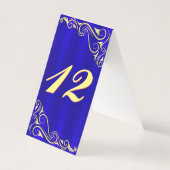 Elegante Regal Gold und Blue Blüh Table Card (Vorderseite)