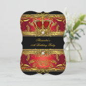 Elegante Regal Red Black Queen Birthday Party Einladung (Stehend Vorderseite)