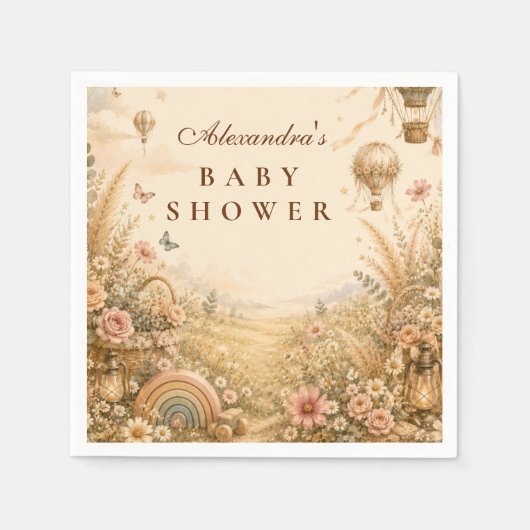 Elegante Regenbogen-Boho-Baby-Party Serviette (Vorderseite)