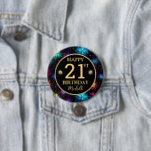 Elegante Regenbogen-Feuerwerke zum 21. Geburtstag Button (Beispiel)