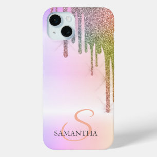 Elegante Regenbogen Glitter-Tropfen Ombre Case-Mate iPhone Hülle