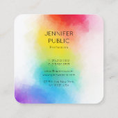 Elegante Regenbogenfarben Moderne farbenfrohe Vorl Quadratische Visitenkarte (Rückseite)
