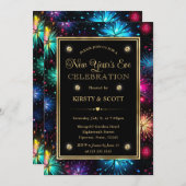 Elegante Regenbogenfeuerwerke gestalten Silvester Einladung (Vorne/Hinten)