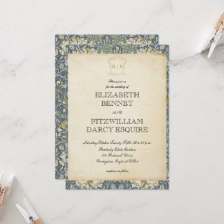 Elegante Regency-Ära-/Antiquitäten-Hochzeitseinlad Einladung