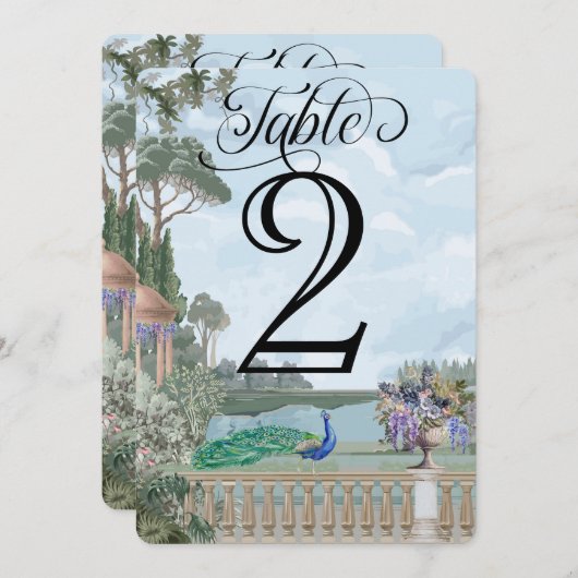 Elegante Regency Era Garden Wedding Tischnummer (Vorne/Hinten)