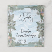 Elegante Regency Era Garden Wedding Tischnummer Platzkarte (Außenseite Aufgefaltet)