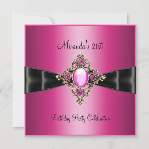 Elegante reiche rosa Juwel Schwarz 21. Geburtstag Einladung