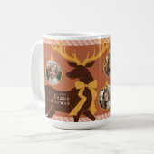 Elegante Reindeer 3 Foto Collage Weihnachten Kaffeetasse (Vorderseite Links)