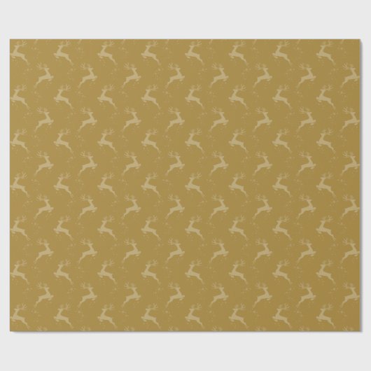 Elegante Reindeer Gold Monotone Geschenkpapier (Flach)