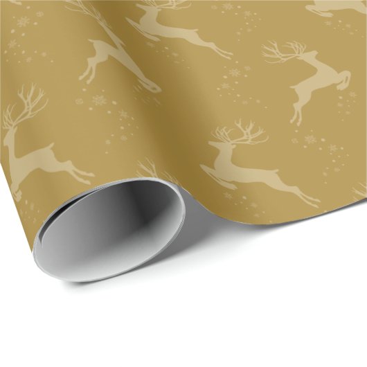 Elegante Reindeer Gold Monotone Geschenkpapier (Rolleneckpunkt)