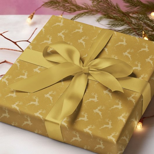 Elegante Reindeer Gold Monotone Geschenkpapier