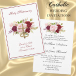 Elegante, religiös-katholische Hochzeit Einladung<br><div class="desc">Es handelt sich um eine elegante,  von den Katholischen Religionen entworfene Hochzeitseinladung mit goldenen Eheringen,  die um ein goldenes Kruzifix mit rosa und rotem Blumenstrauß verstrickt sind. Alle Texte und Schriftart können leicht modifiziert werden. Wir bieten auch koordinierende Hochzeitsessentials in dieser Sammlung an.</div>