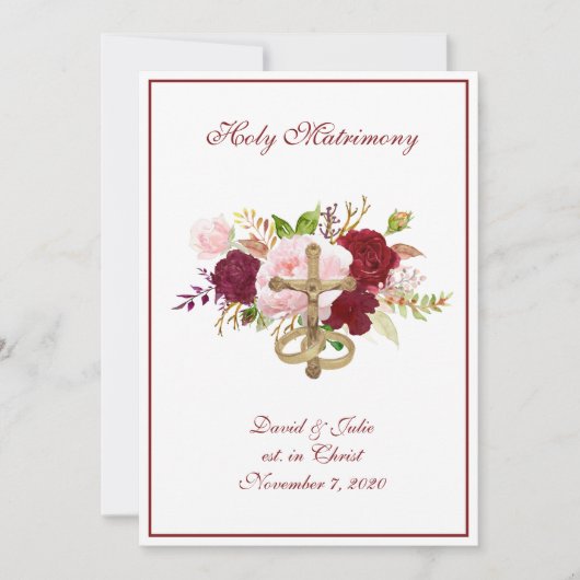 Elegante, religiös-katholische Hochzeit Einladung (Vorderseite)