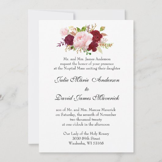 Elegante, religiös-katholische Hochzeit Einladung (Rückseite)