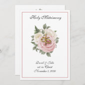 Elegante, religiös-katholische Hochzeiten-Rose Einladung (Vorne/Hinten)