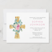 Elegante religiöse Blumenkreuz Einladung (Vorderseite)