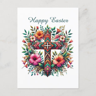 Elegante religiöse Cross-Blume Feiertagspostkarte