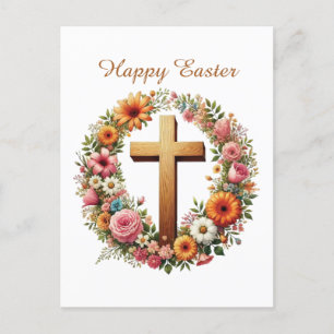 Elegante religiöse Cross-Blume Feiertagspostkarte