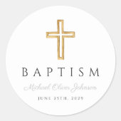 Elegante religiöse Cross Boy-Taufe Runder Aufkleber (Vorderseite)