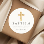 Elegante religiöse Cross Boy-Taufe Runder Aufkleber