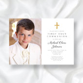 Elegante religiöse Cross Foto Boy First Communion Einladung