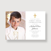 Elegante religiöse Cross Foto Boy First Communion Einladung