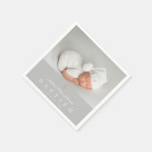 Elegante religiöse Cross Graue Foto Taufe Serviette (Ecke)