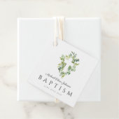Elegante religiöse Cross Green Botanical Baptism Geschenkanhänger (Beispiel)