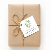 Elegante religiöse Cross Green Botanical Baptism Geschenkanhänger