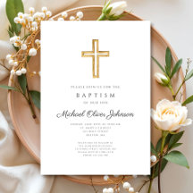 Elegante religiöse Cross Script Boy Taufe