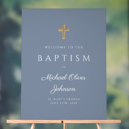 Elegante religiöse Dusty Blue Boy Baptisse Willkom Acrylschild